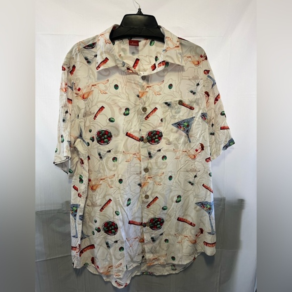 Hawaiian Shirt large pin-up girl Cigars‎ Martini Olives Bikinis Junction West